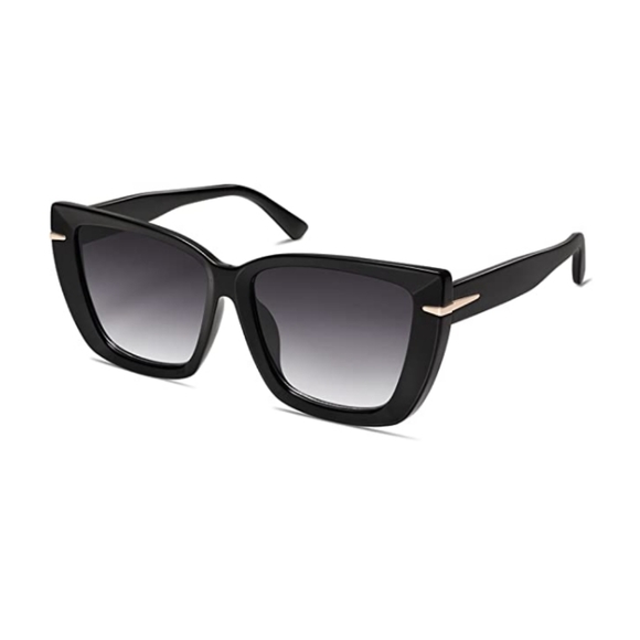 New Black Oversized Cat Eye Sunglasses Womens Retro Vintage 70s